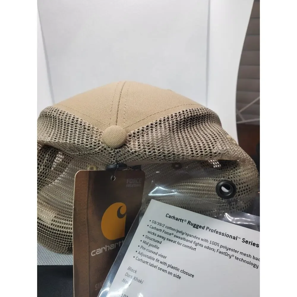 Carhartt Canvas Baseball Cap Beige Khaki Mens Hat One Size Adjustable Strapback